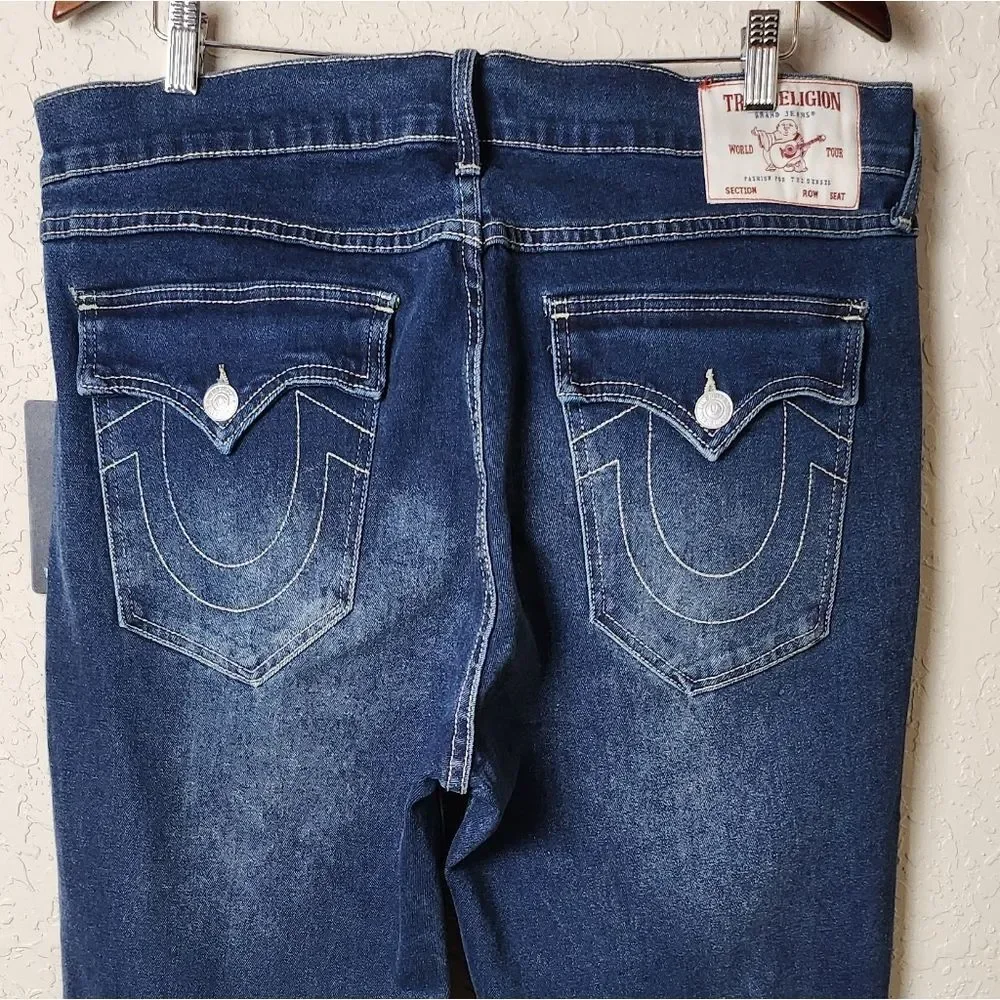 True Religion Ricky Relaxed Flap Straight Dark Woodland Wash Jeans Size 36